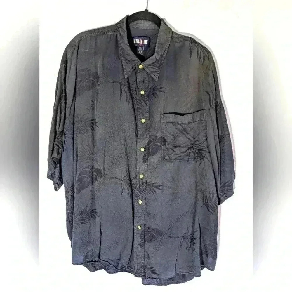 Keeler Bay tone on tone Hawaiian shirt navy blue XXL